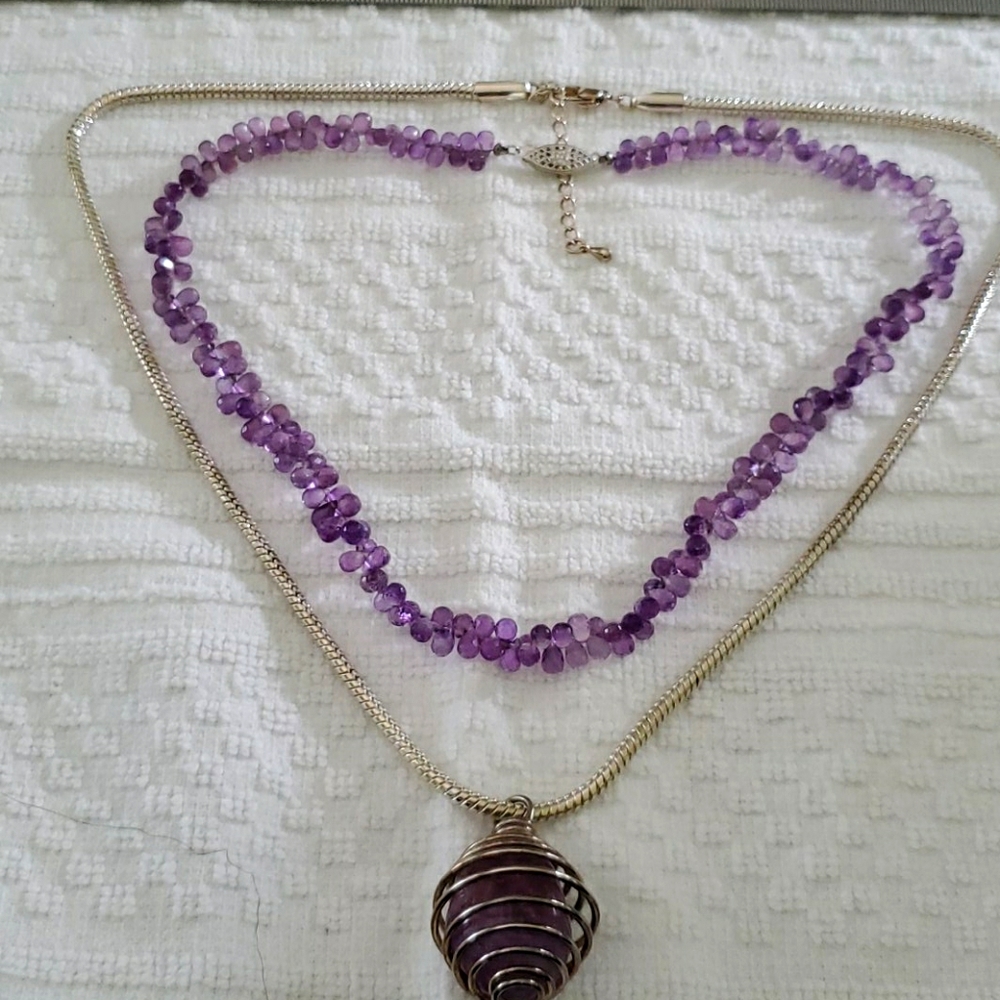 2 Amethyst Necklaces